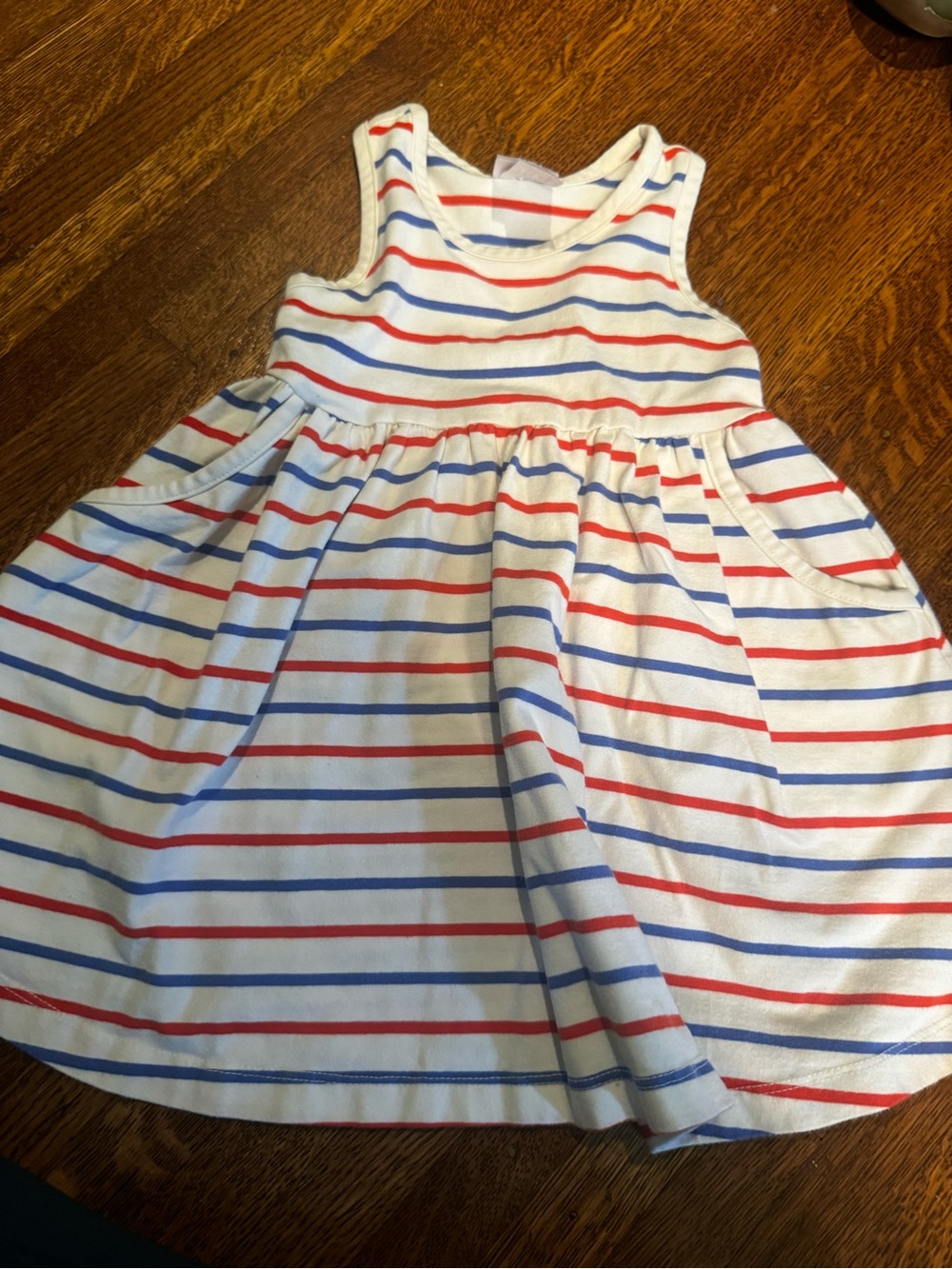 Hanna Andersson Red, Blue & White Striped Sleeveless Dress